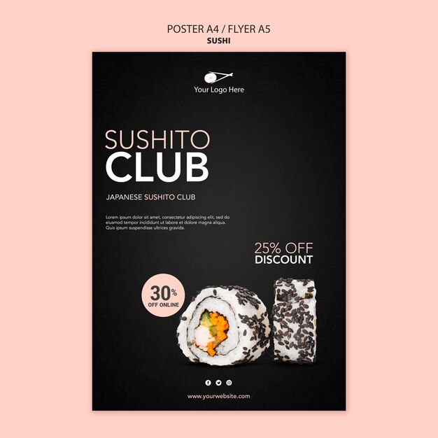 Sushi Restaurant Poster Template – Free Download