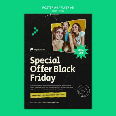 Black Friday Poster Template in Flat Design – Free Download