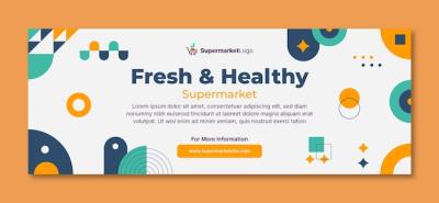 Flat Supermarket Social Media Cover Template – Free Download