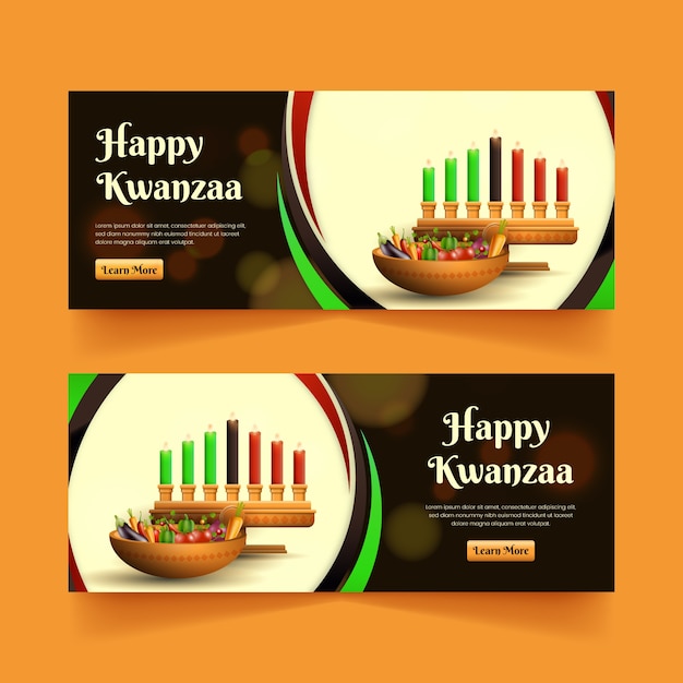 Realistic Kwanzaa Horizontal Banners Set – Free Download