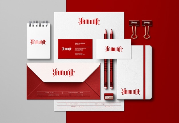 Elegant Corporate Identity Scene Creator & Mockup with Pressed Print Effect – Free Download