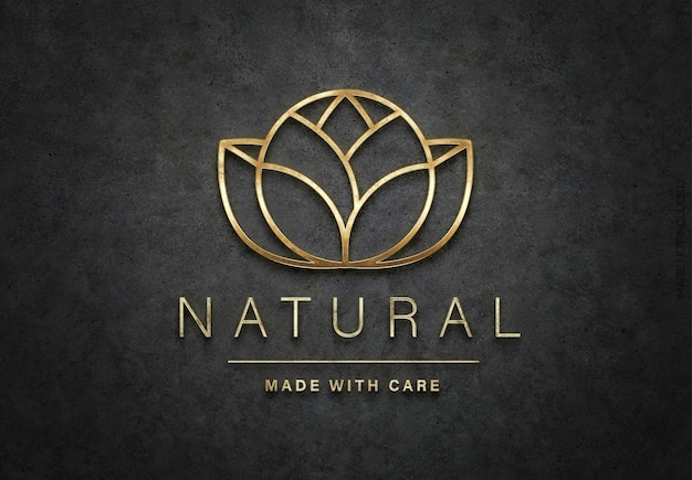 3D Glossy Gold Logo Sign Mockup – Free Download