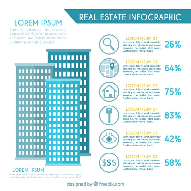 Flat Skyscrapers Real Estate Infographic – Free Download