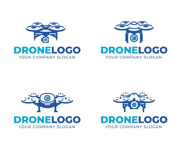 Flat Drone Logo Collection – Free to Download