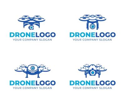 Flat Drone Logo Collection – Free to Download