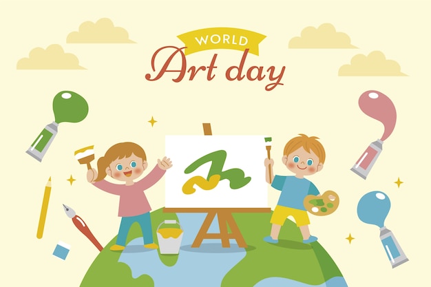 Flat World Art Day Background – Free Download