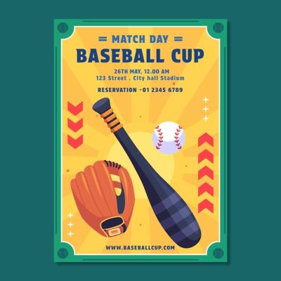 Hand Drawn Baseball Poster Template – Download Free Stock Photo