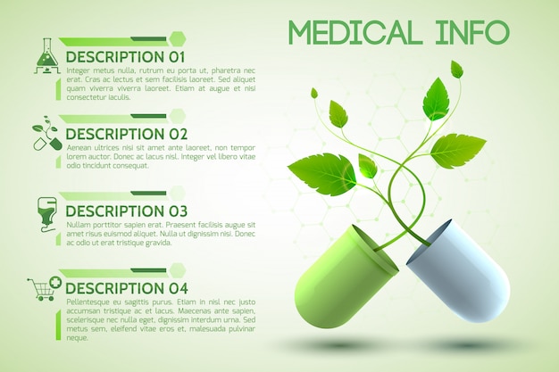 Realistic Healthcare Information Poster Featuring Prescription and Aid Symbols – Free Download