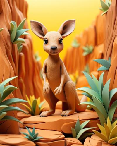 Kangaroo Animal Character Craft on Isolated Studio Background – Free Stock Photo for Download