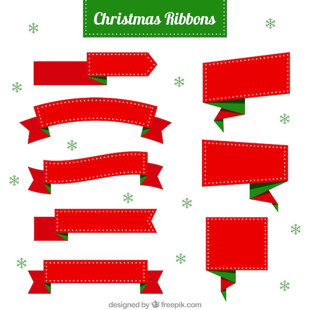 Fantastic Christmas Ribbons with Green Details – Free Download