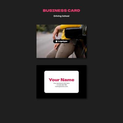 Driving School Business Card Design – Free Download