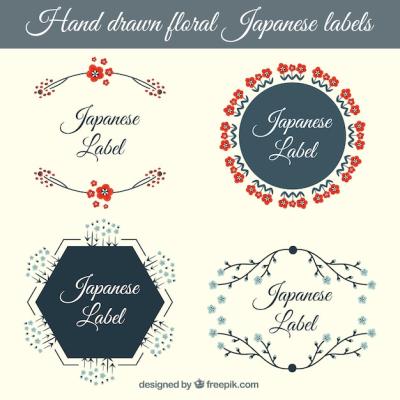 Japanese Labels Set – Free Download of Vector Templates