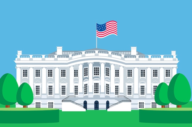 Flat Design Illustration of a White House – Free Download