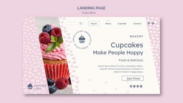 Delicious Cupcakes Landing Page Template – Download Free Stock Photo