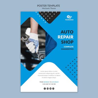 Poster Template Featuring a Man Wearing Gloves – Free to Download