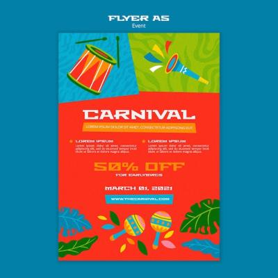 Colorful Illustrated Carnival Poster Template – Download Free Stock Photo