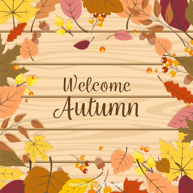 Flat Autumn Background with Leaves – Free to Download