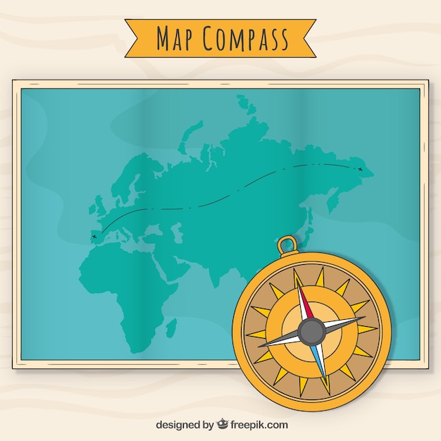 Compass on World Map Background – Free Stock Photo for Download