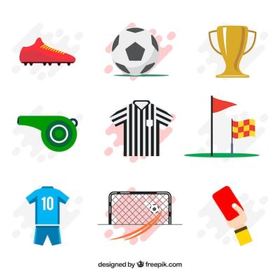 Collection of Soccer Elements and Equipment – Download Free Stock Photo