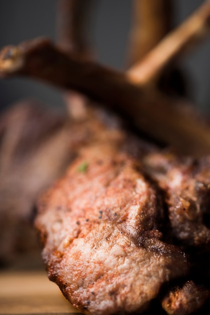 Close-up Lamb Chops on Wooden Board – Free Download