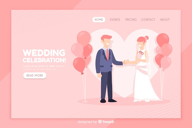 Flat Wedding Landing Page Template – Free Download