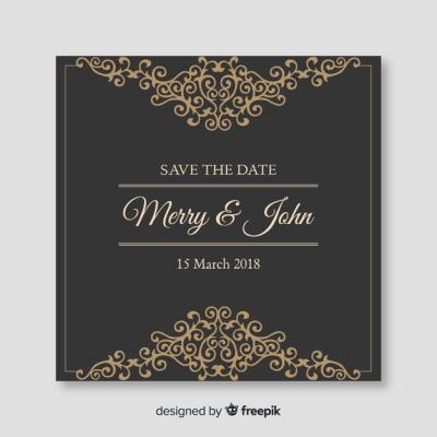 Ornamental Save the Date Wedding Invitation – Download Free Stock Photo