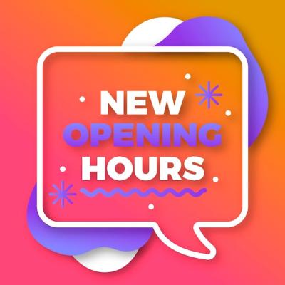 Creative New Opening Hours Sign in Gradient â Free Download