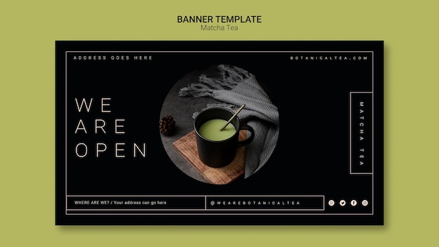 Matcha Tea Banner Template Concept for Free Download