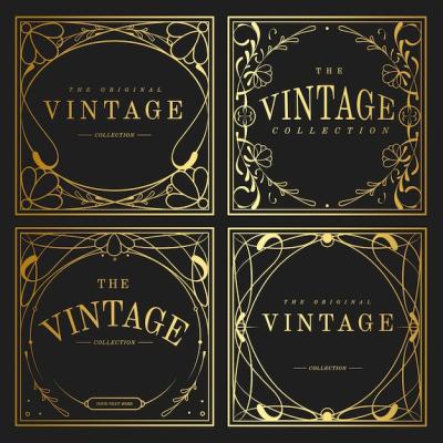 Vintage Golden Art Nouveau Elements Vector – Free Download