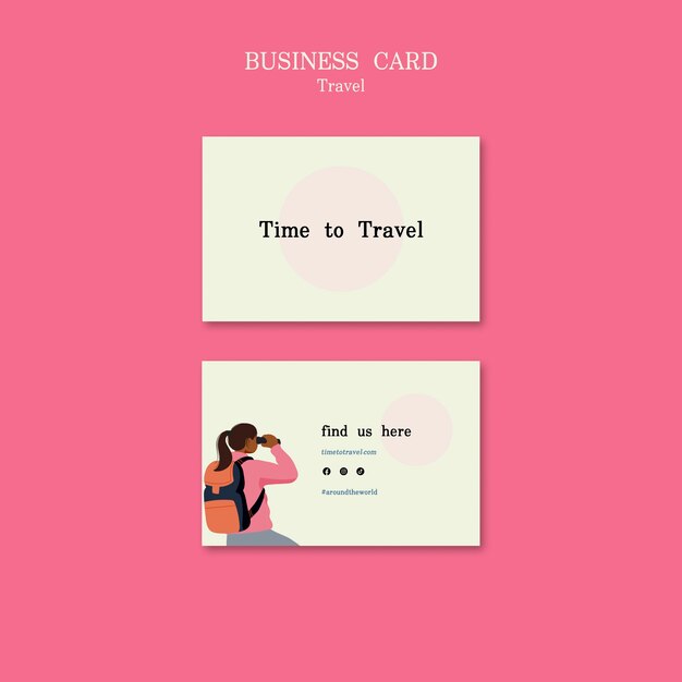 Travel-Themed Flat Design Business Card – Free Download