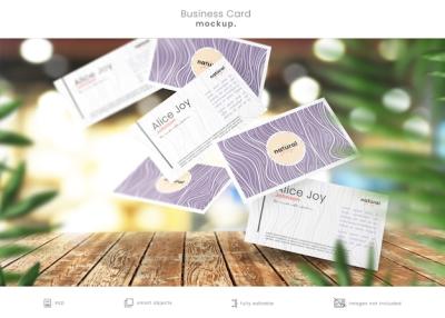 Business Card Mockup on Wooden Shop Table – Free Stock Photo for Download