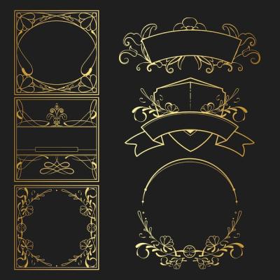 Vintage Golden Art Nouveau Elements Vector – Free Download