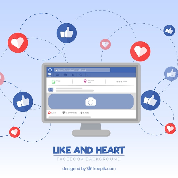 Facebook Background Featuring Heart and Like Icons – Free Download