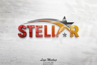 3D Metallic Logo Mockup – Download Free Stock Photo