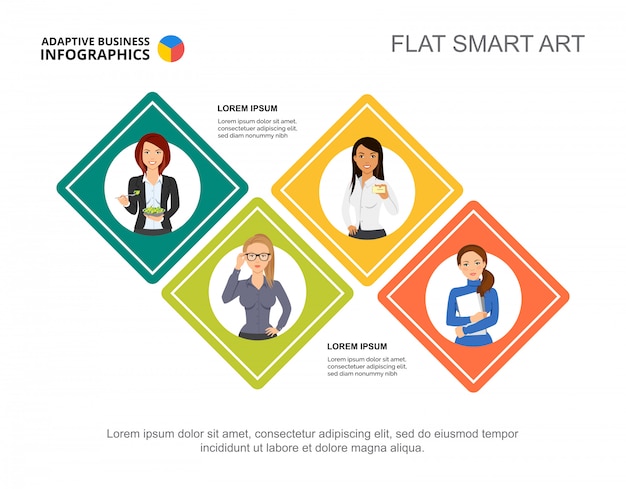 Four Squares Work Process Chart Template for Presentation – Free Download