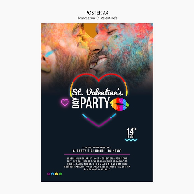 Colorful LGBT Valentine’s Party Poster – Free Download