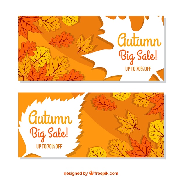 Autumn Sale Banners Featuring Vibrant Leaves – Free Download