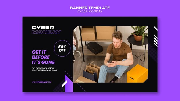 Cyber Monday Tech Banner Template – Free Download