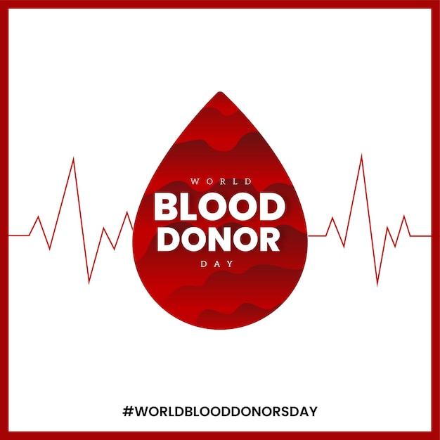 Happy World Blood Donor Day Banner Design on Red and White Background – Free Download