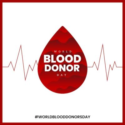 Happy World Blood Donor Day Banner Design on Red and White Background – Free Download