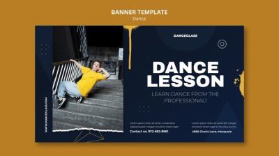 Flat Design Dance Banner Template – Free Download