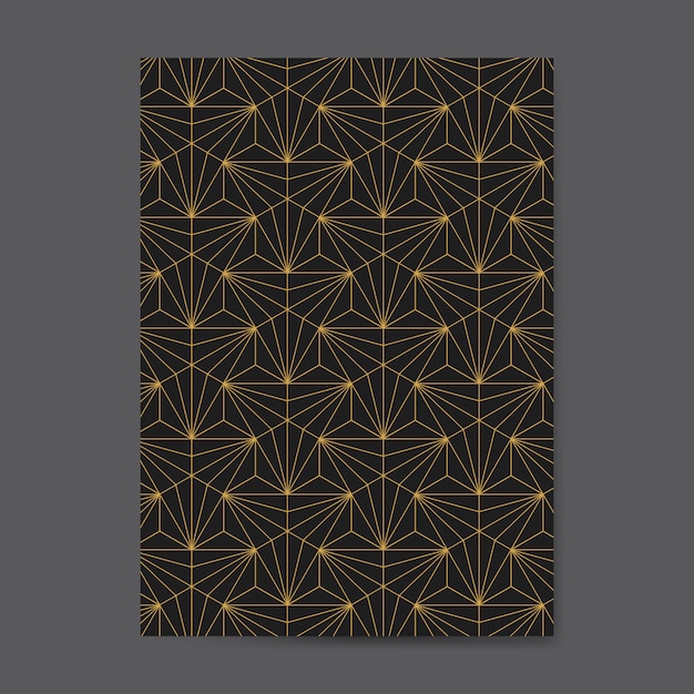 Golden Geometric Seamless Pattern on Black Card – Free Download