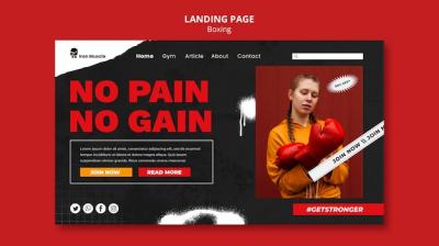 Boxing Template Landing Page PSD – Free Download