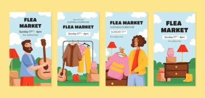 Hand Drawn Flea Market Design Template – Free Download