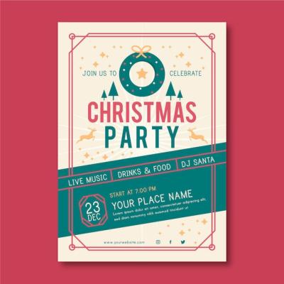 Illustrated Christmas Party Flyer Template – Free to Download