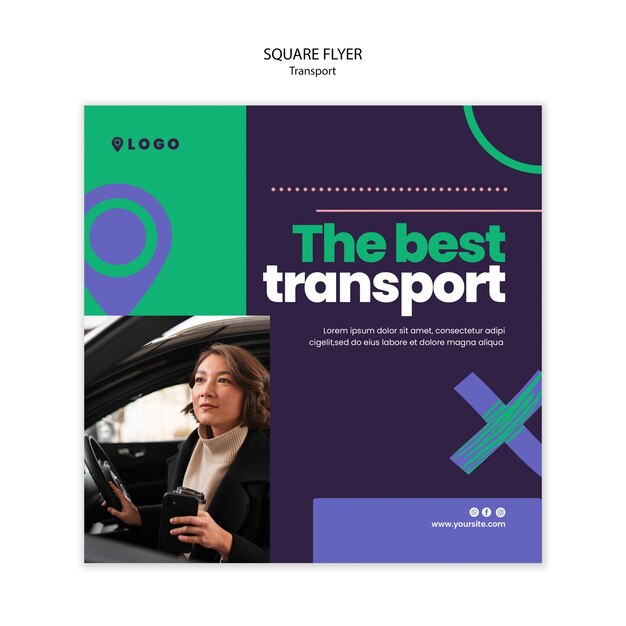 Flat Design Transport Square Flyer Template – Free Download