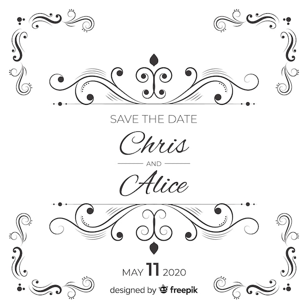 Ornamental Save the Date Wedding Invitation – Free Download