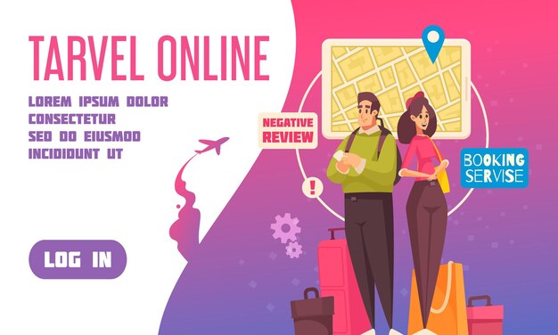 Flat Travel Booking Landing Page Design – Free Download