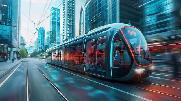 A Tram on the Tracks with a City Background – Free Stock Photo for Download