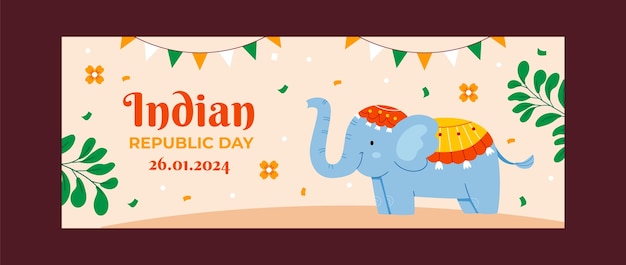 Flat Social Media Cover Template for Indian Republic Day Holiday – Free Download